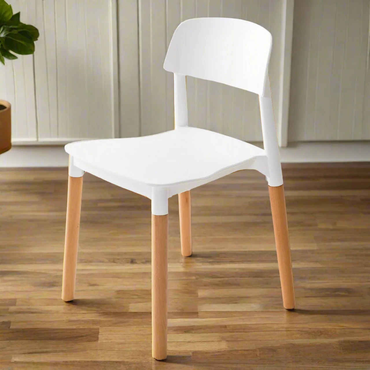 Mabel Set of 4 Retro Belloch Stackable Dining Cafe Chair - White - Nurns