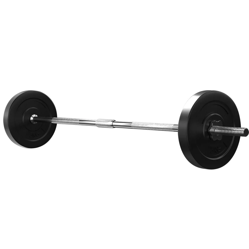 Everfit 18kg Barbell Set Weight Plates Bar Lifting Bench 168cm - Nurns