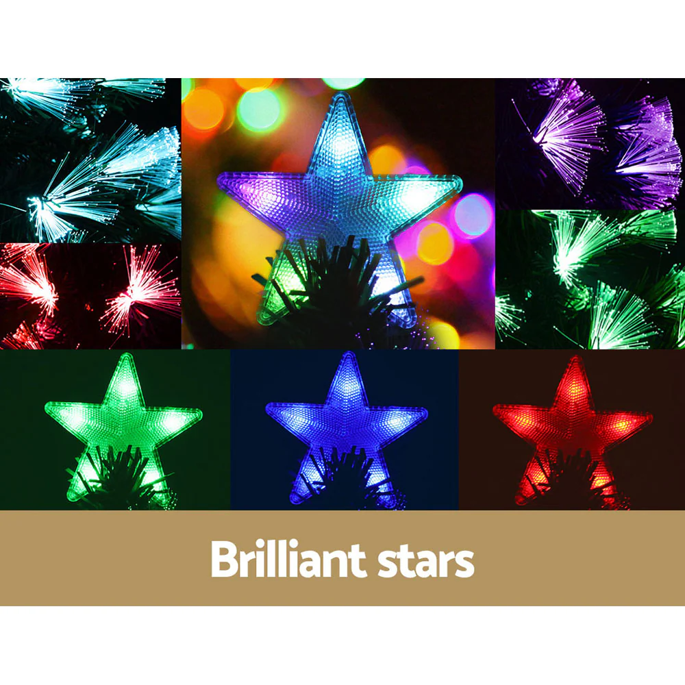 7ft 2.1m 270 Tips Christmas Tree xmas Multi Colour Lights Optic Fibre Multicoloured - Nurns