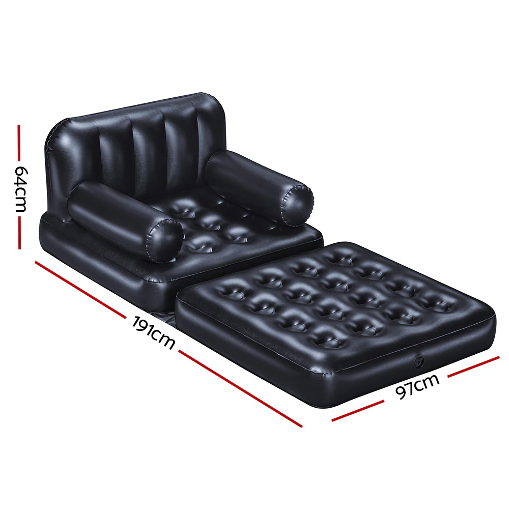 Mirah Inflatable Air Chair Seat Lounge Couch Lazy Sofa Blow Up Ottoman - Black - Nurns