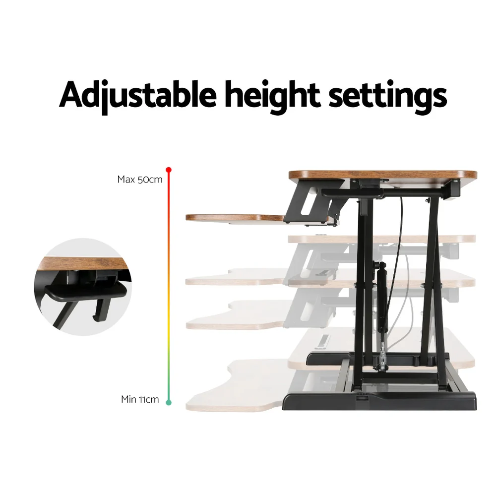 Artiss Standing Desk Riser Height Adjustable Rustic Brown 80cm - Nurns