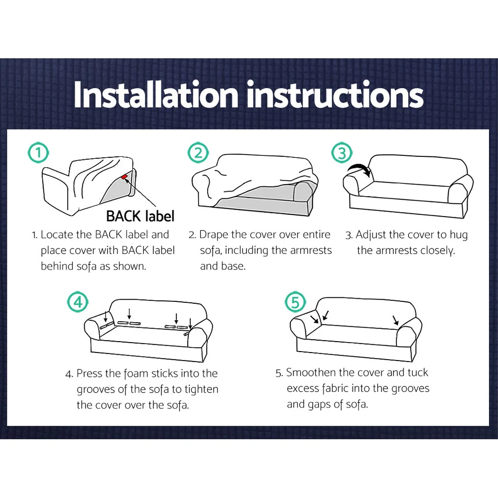 High Stretch Sofa Cover Couch Lounge Protector Slipcovers 3 Seater Grey - Nurns