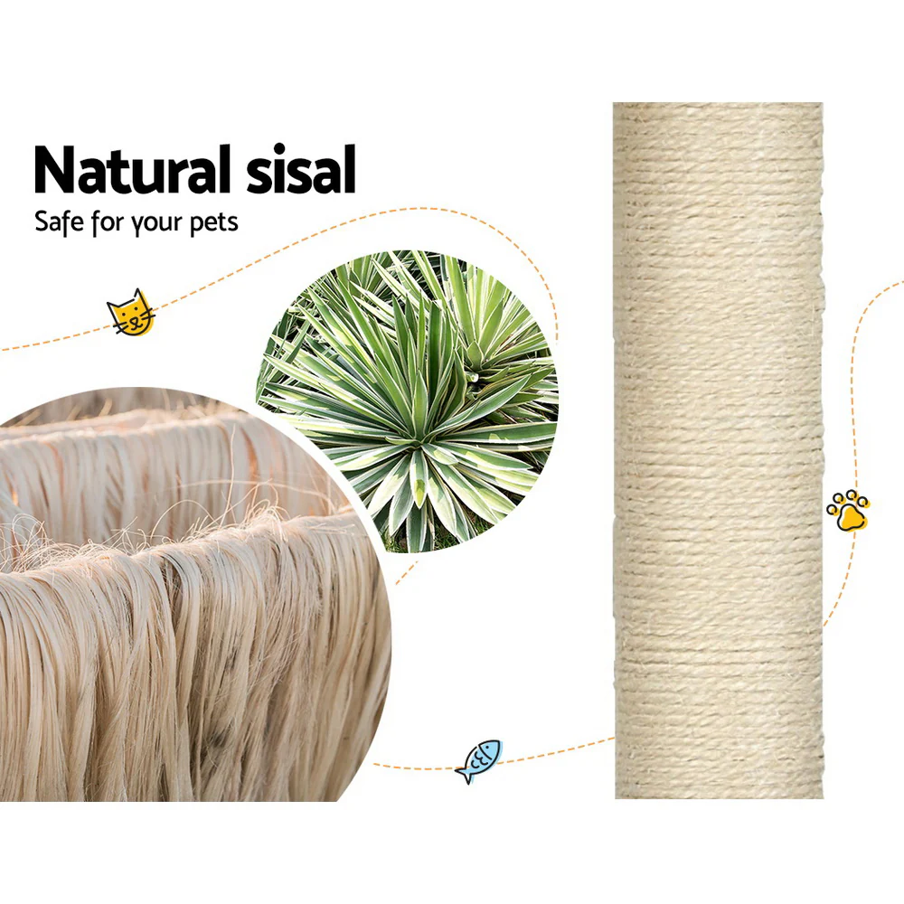 Cat Tree 169cm Tower Scratching Post Scratcher Wood Bed Condo House Rattan Ladder - Nurns