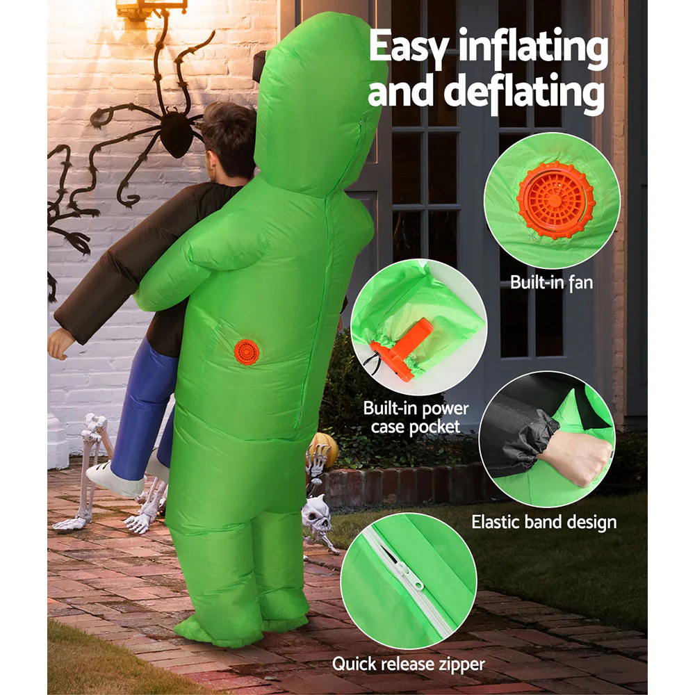 Inflatable Green Alien Costume Adult Suit Blow Up Party Fancy Dress Halloween Cosplay - Nurns