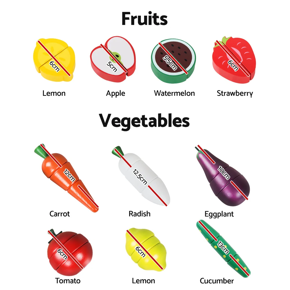 Kids Pretend Play Food Kitchen Wooden Toys Childrens Cooking Utensils Food - Nurns