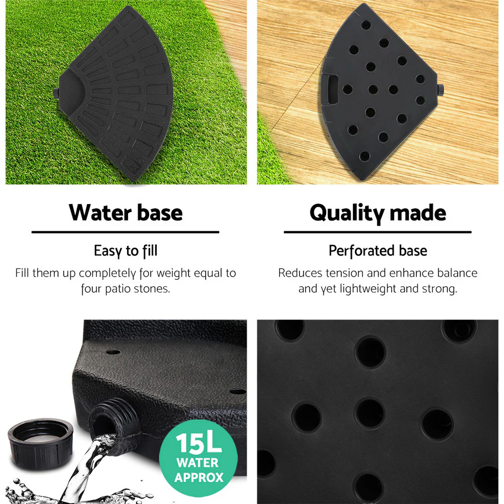 Instahut 3m Outdoor Umbrella w/Base Cantilever Beach Garden Patio Charcoal - Nurns