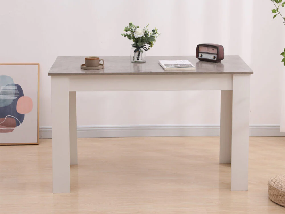 Dining Table Rectangular Wooden 120M - Grey & White - Nurns