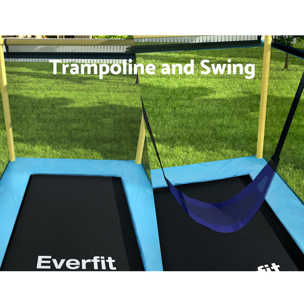 Everfit Trampoline for Kids 6FT with Enclosure Safety Net Swing Rectangle Yellow - Nurns