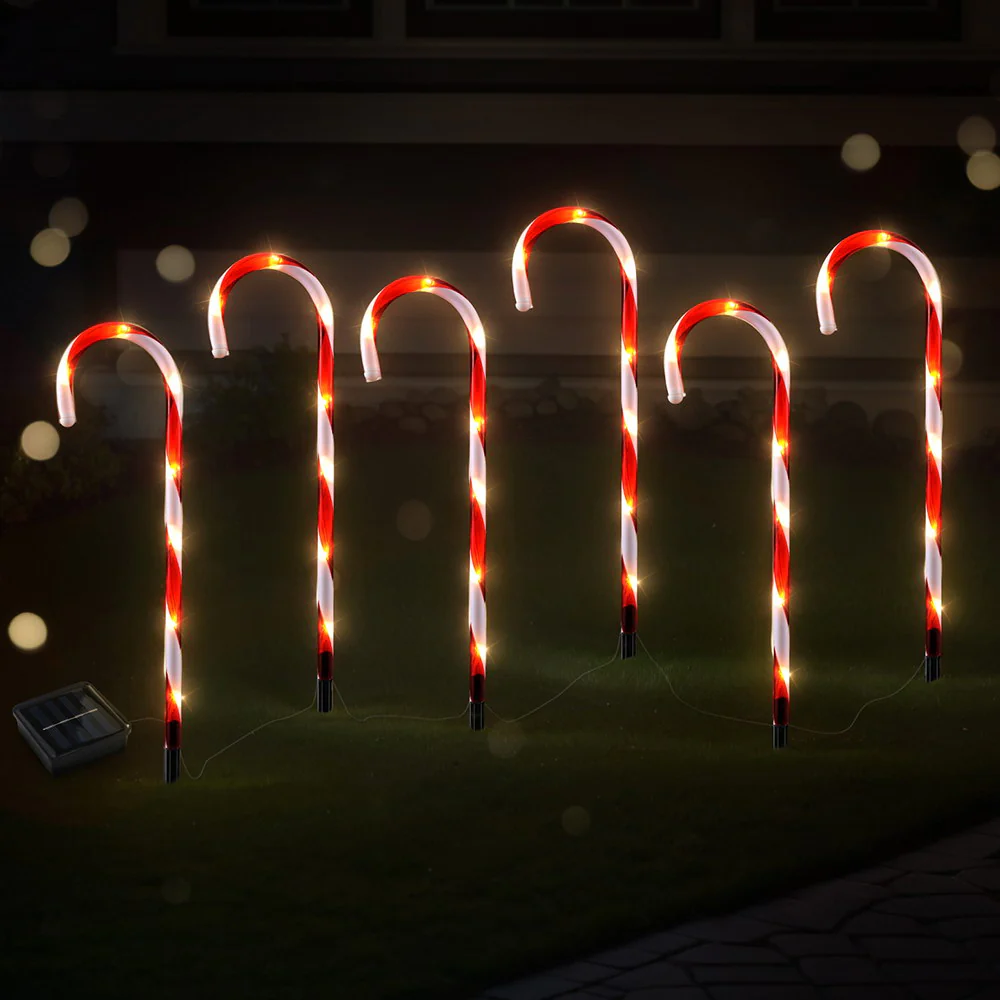 Set of 6 Christmas Lights Path Ground Light Garden Decorations 42 LED - Nurns