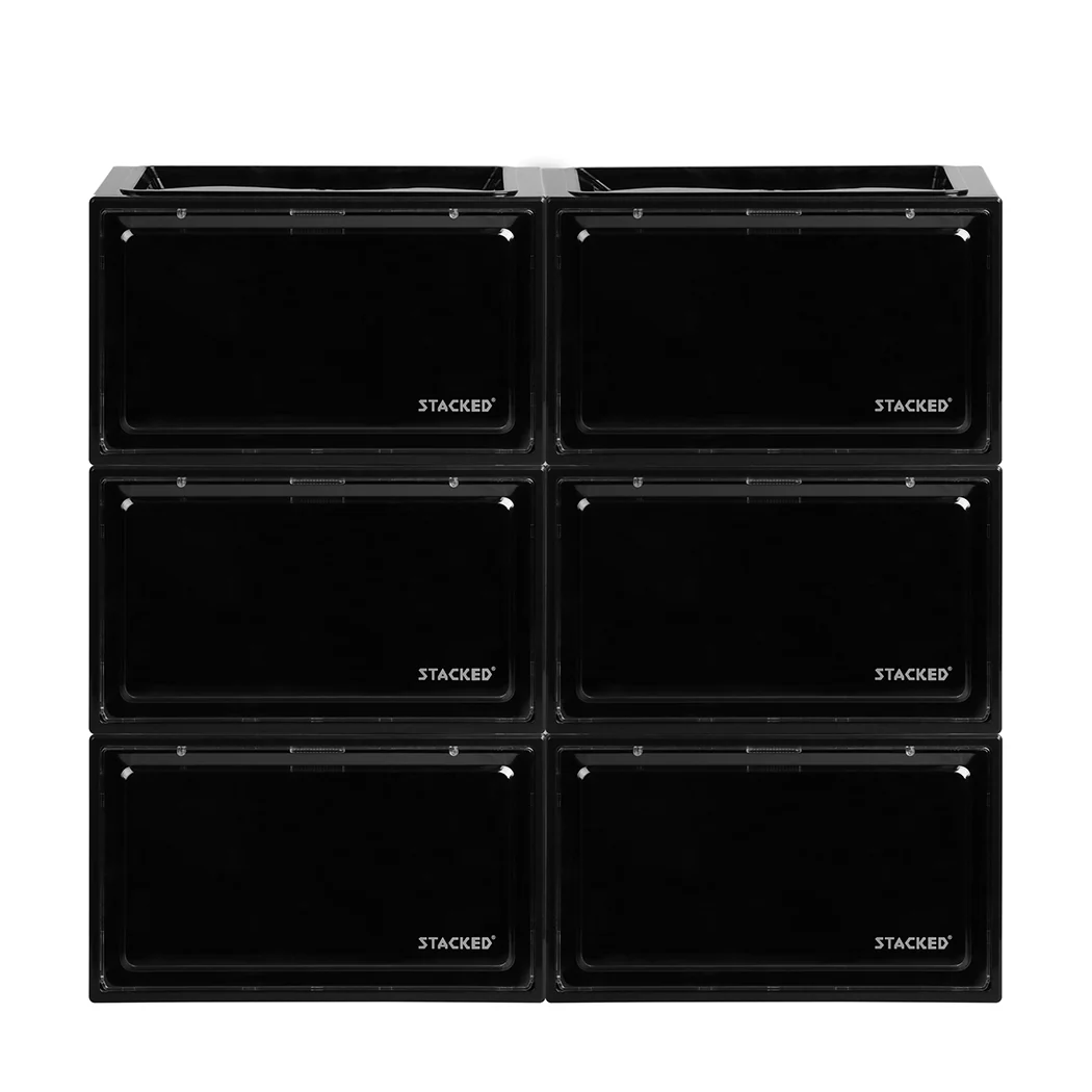 Stacked Shoe Box Acrylic Sneaker Display 6PC Black - Nurns