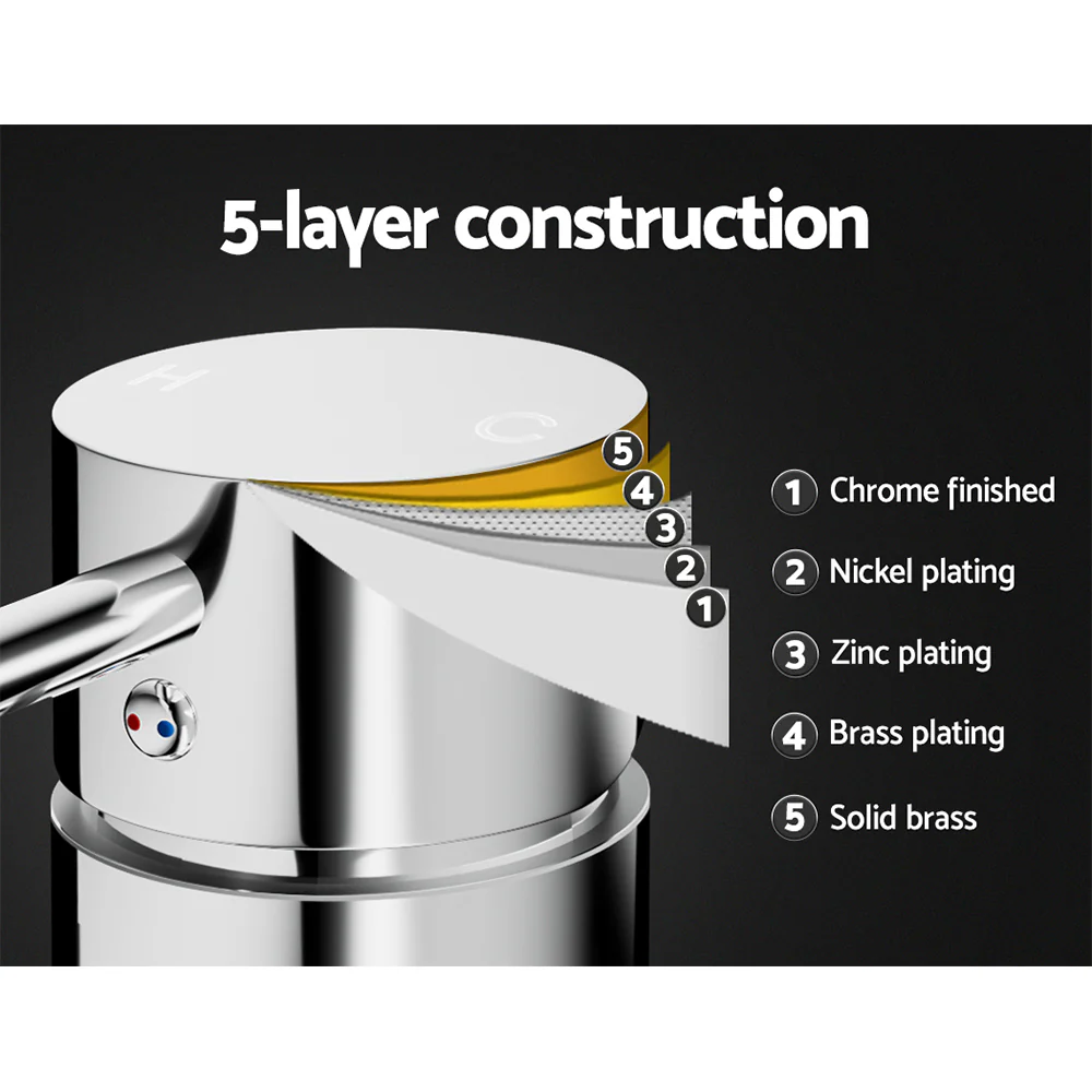 Basin Mixer Wall Tap Round Brass Faucet Shower Bathtub Chrome - Nurns