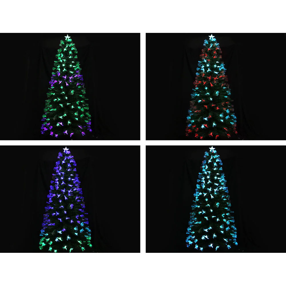 7ft 2.1m 270 Tips Christmas Tree xmas Multi Colour Lights Optic Fibre Multicoloured - Nurns