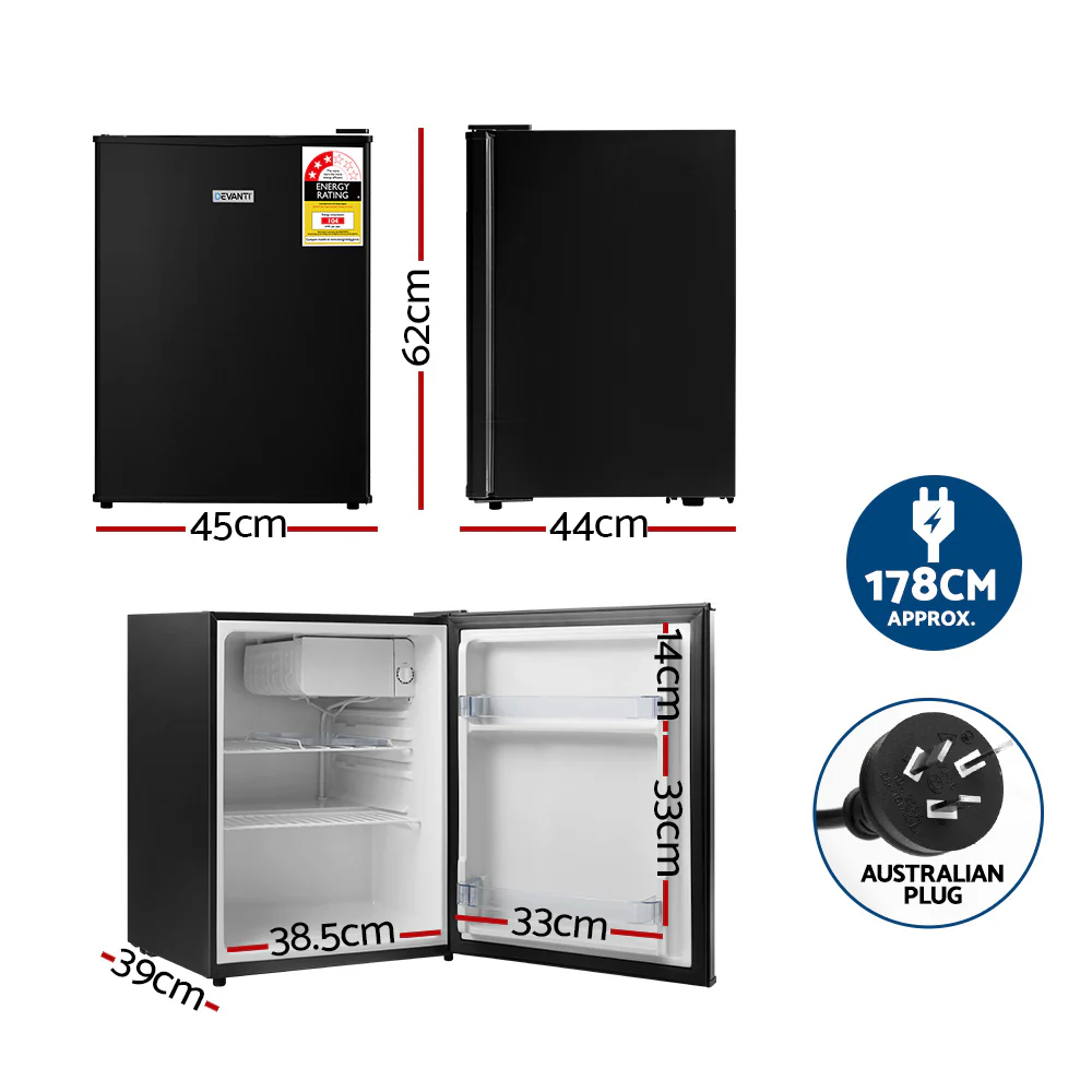 Devanti 70L Bar Fridge Black - Nurns