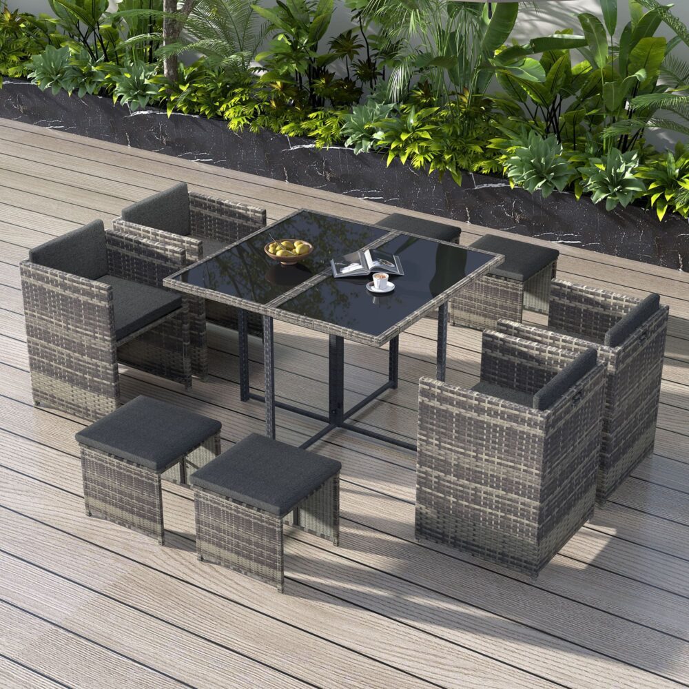 Horrocks 8 Seater Outdoor Dining Set-Grey - Nurns