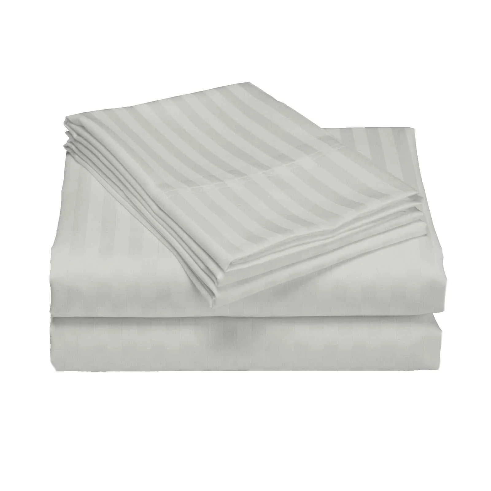 QUEEN 1200 Thread Count Stripe Cotton Blend Quilt Cover Sets - Silver - Nurns