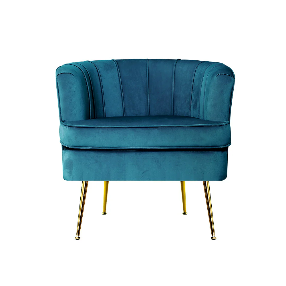 Makayla Accent Velvet Lounge Armchair - Navy - Nurns