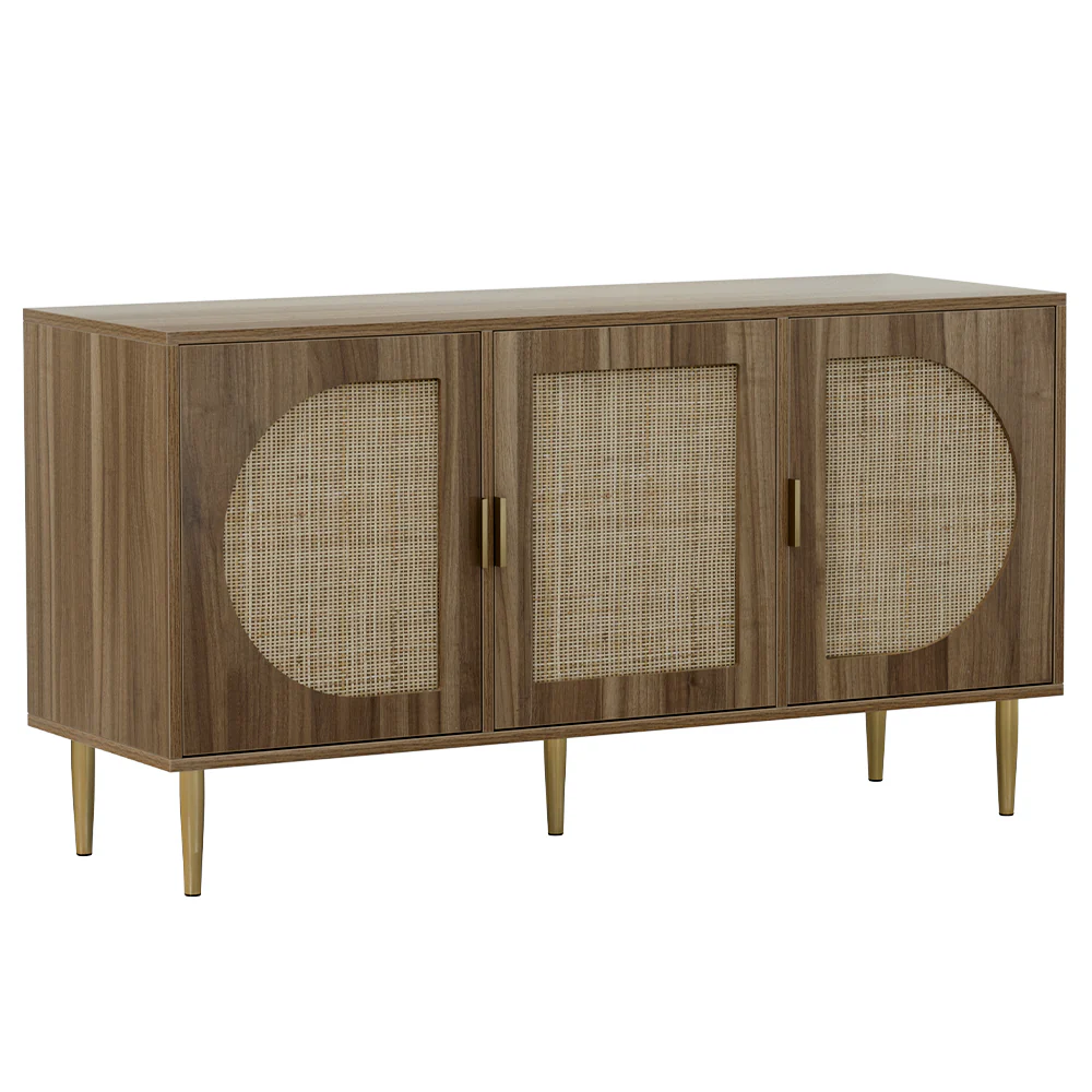 Lorcan Rattan Buffet Sideboard 3 Doors - Dark Oak - Nurns