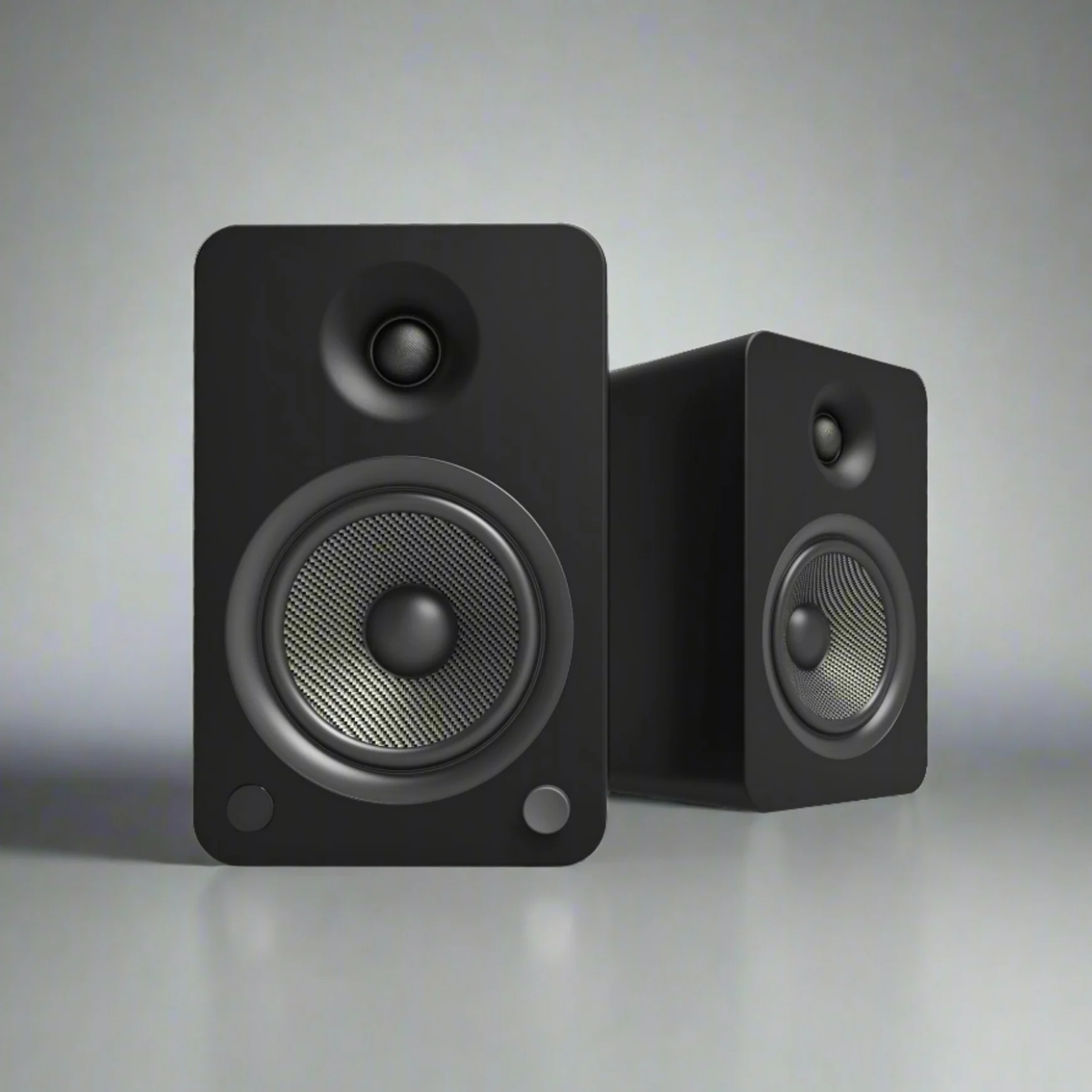 YU6 200W Powered Bookshelf Speakers with Bluetooth and Phono Preamp - Matte Black - Nurns