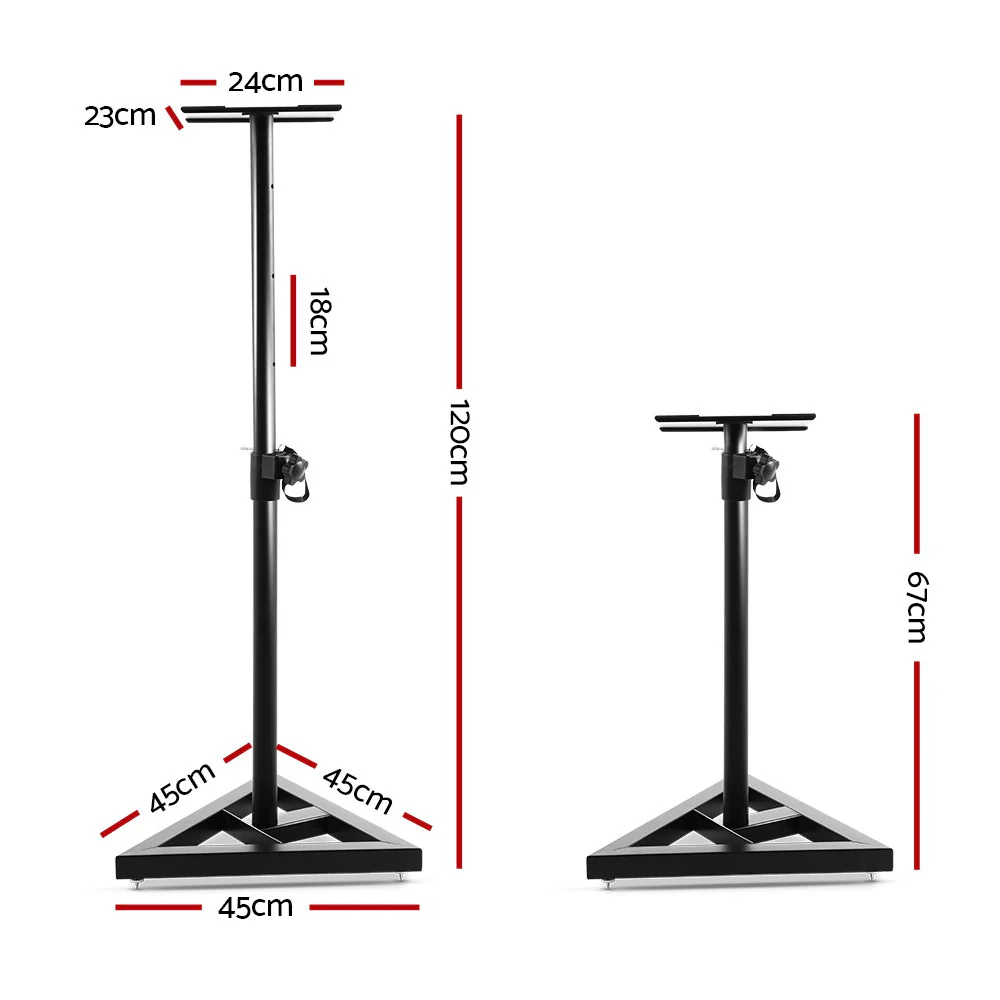 Set of 2 120CM Surround Sound Speaker Stand - Black - Nurns