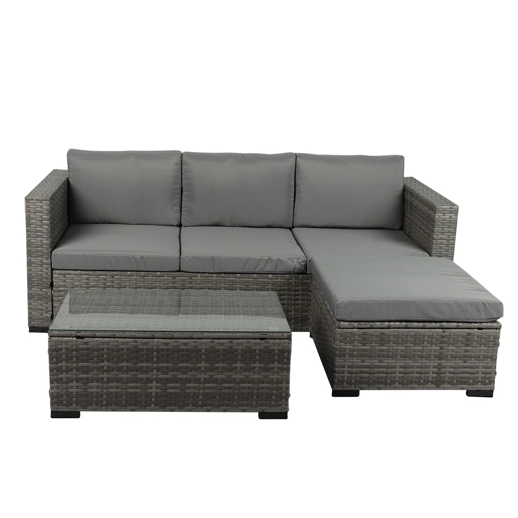 Trish 4-Seater Patio Furniture Garden Chair Table Lounge 5-Piece Outdoor Sofa - Mixed Grey - Nurns