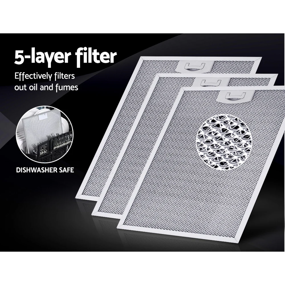 Devanti 900mm Range Hood 90cm Rangehood Glass Stainless Steel - Nurns