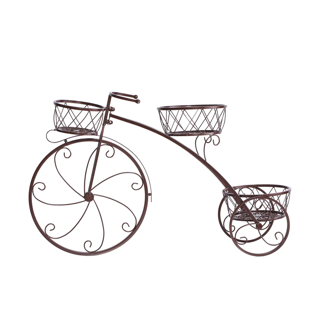 Plant Stand Outdoor Indoor Bronze Metal Flower Pots Rack Corner Planter Shelf - Nurns