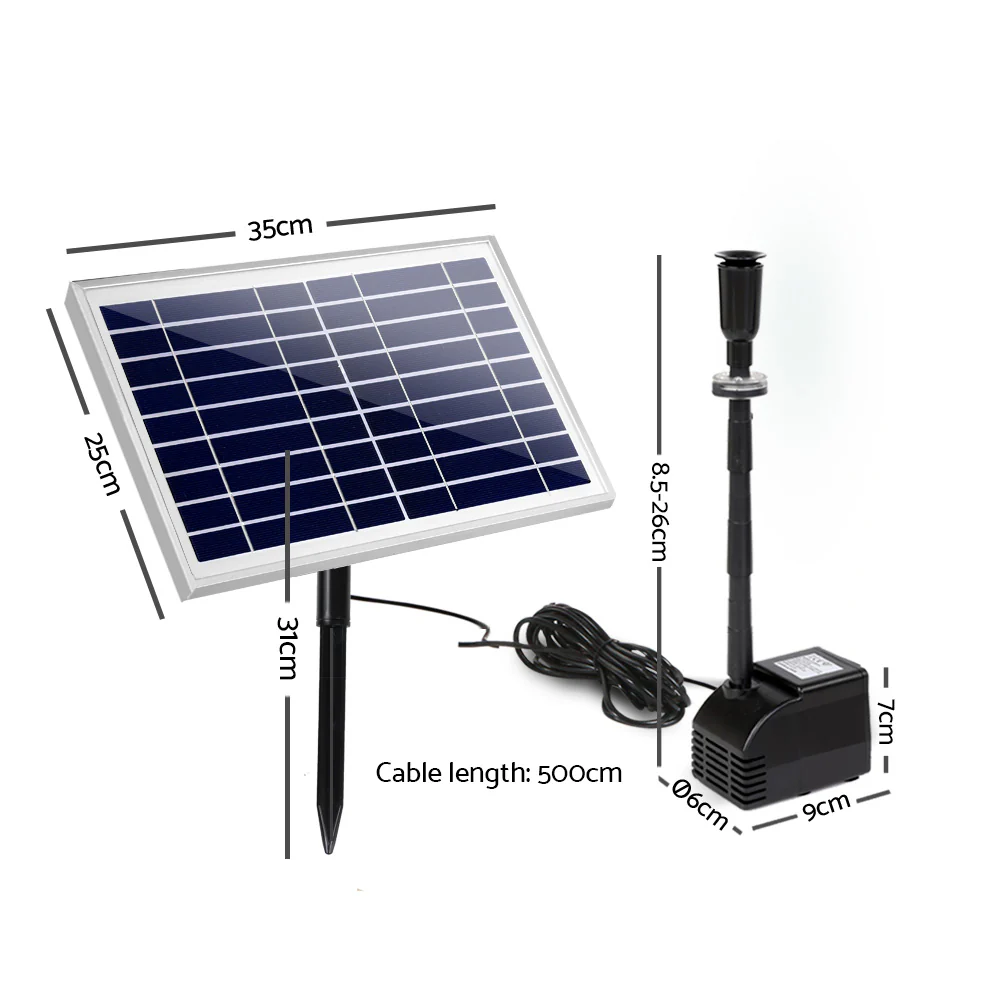 Solar Pond Pump Powered Water Fountain Outdoor Submersible Filter 6.6FT - Nurns