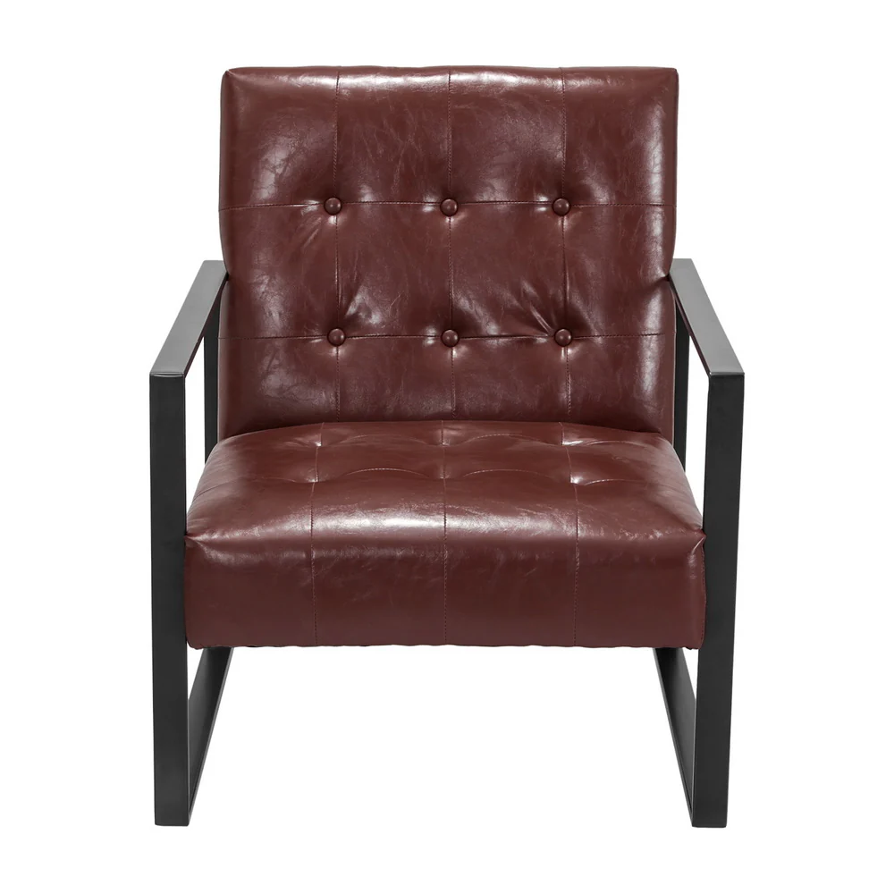 Armchair Lounge Chair Accent Chairs PU Leather Brown Metal Frame - Nurns
