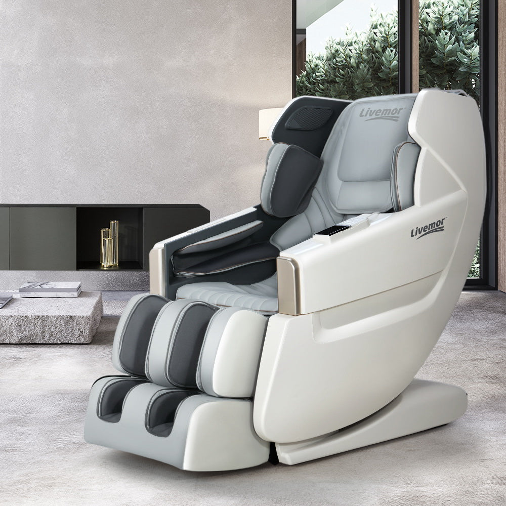 Signy Massage Chair Electric Zero Gravity Bed Recliner Kneading Massager - White - Nurns