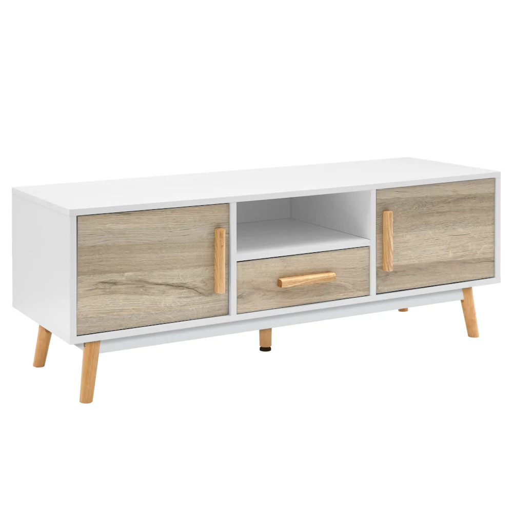 Nissa 120cm Wooden Entertainment Unit - White & Wood - Nurns