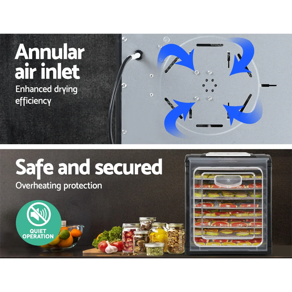 Devanti 9 Trays Food Dehydrator Stainless Steel Tray - Nurns