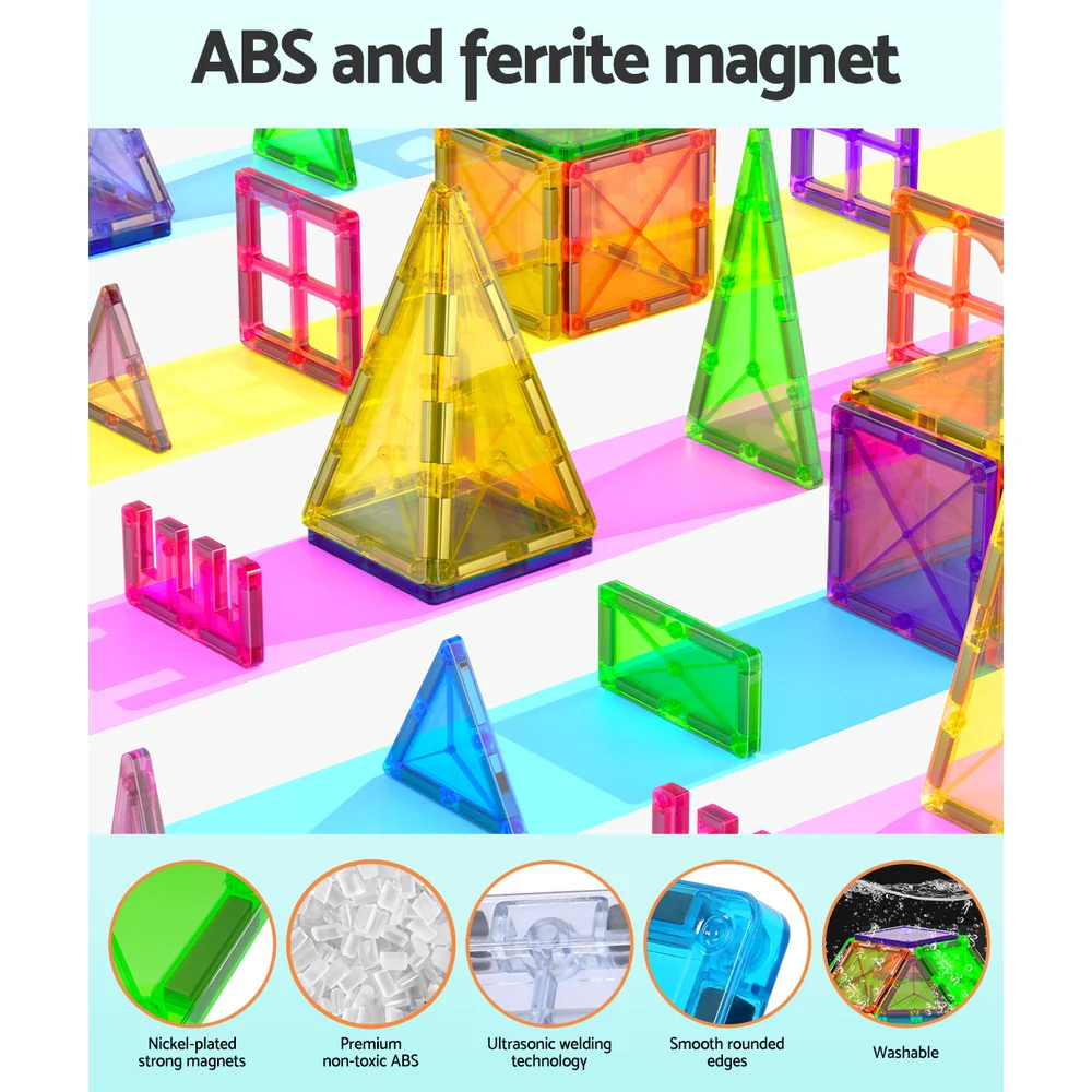 60pcs Kids Magnetic Tiles Blocks Building Educational Toys Children Gift - Nurns