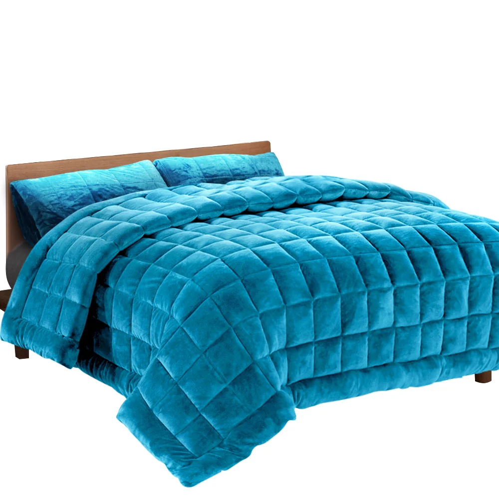 Queen Giselle Bedding Faux Mink Quilt Blue - Nurns