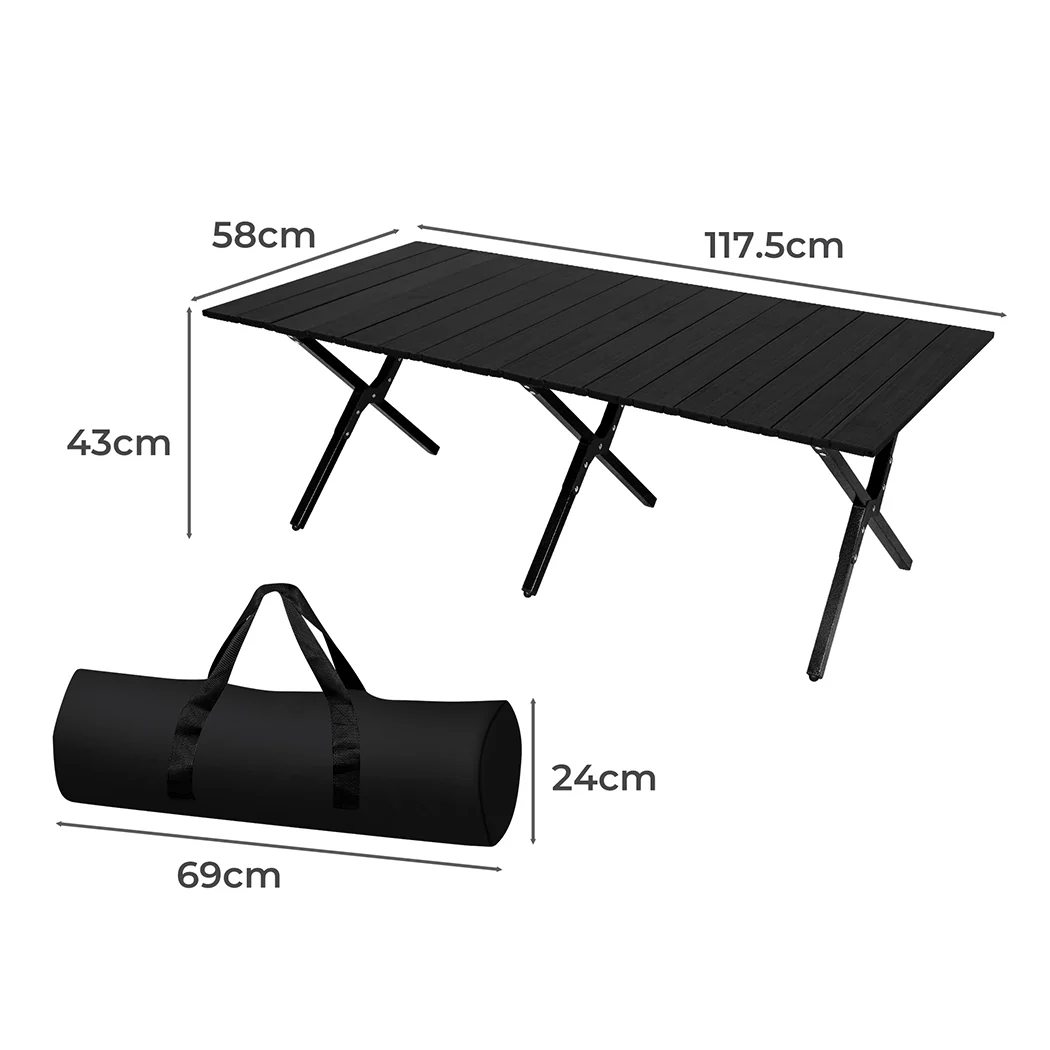 Folding Camping Table Portable - Black - Nurns