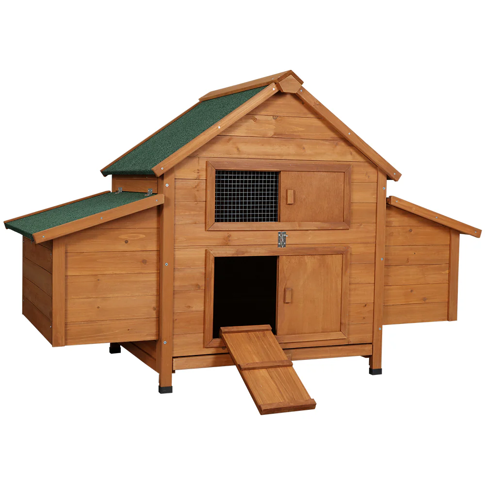 Chicken Coop Large Rabbit Hutch House Run Cage Wooden Outdoor Pet Hutch - Nurns