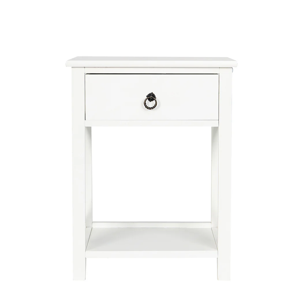 Caraquet Wooden Bedside Tables - White - Nurns