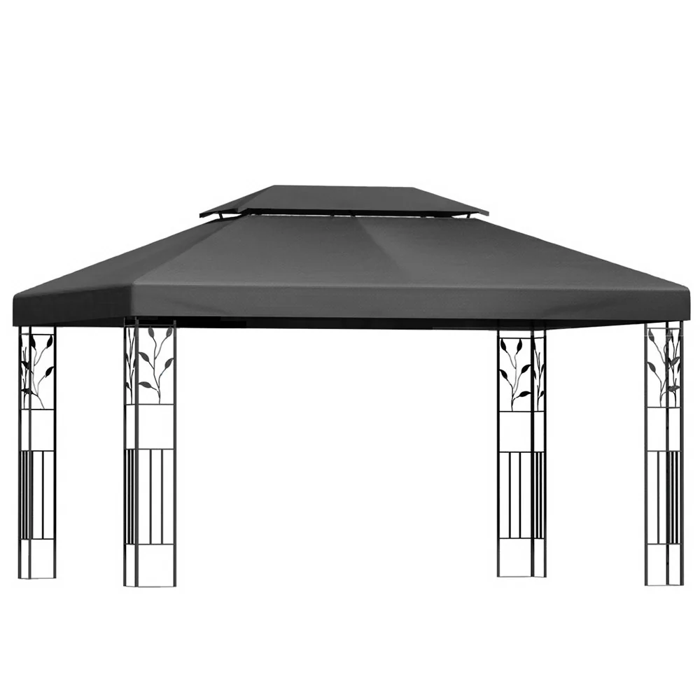 Instahut Gazebo 4x3m Marquee Outdoor Wedding Party Event Tent Home Iron Art Shade Grey - Nurns