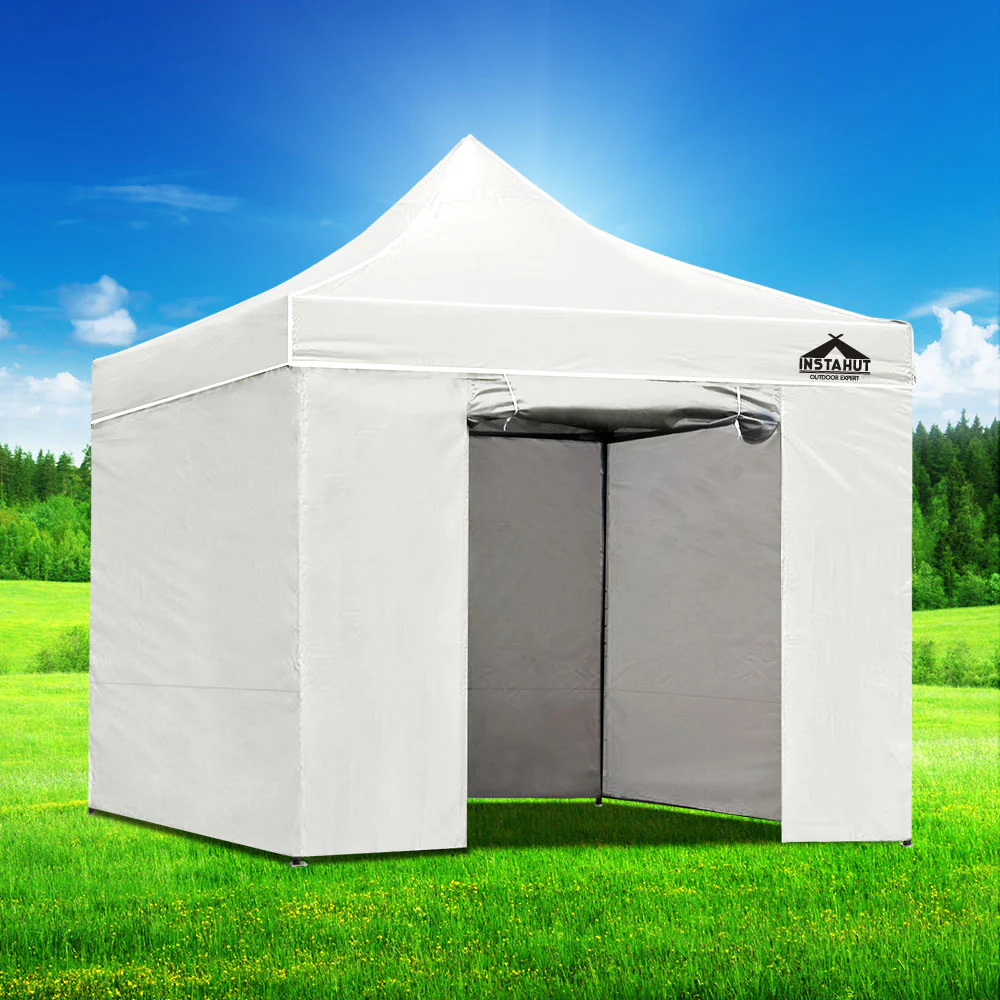 Instahut Gazebo Pop Up Marquee 3x3 Folding Tent Wedding Gazebos 500D White - Nurns