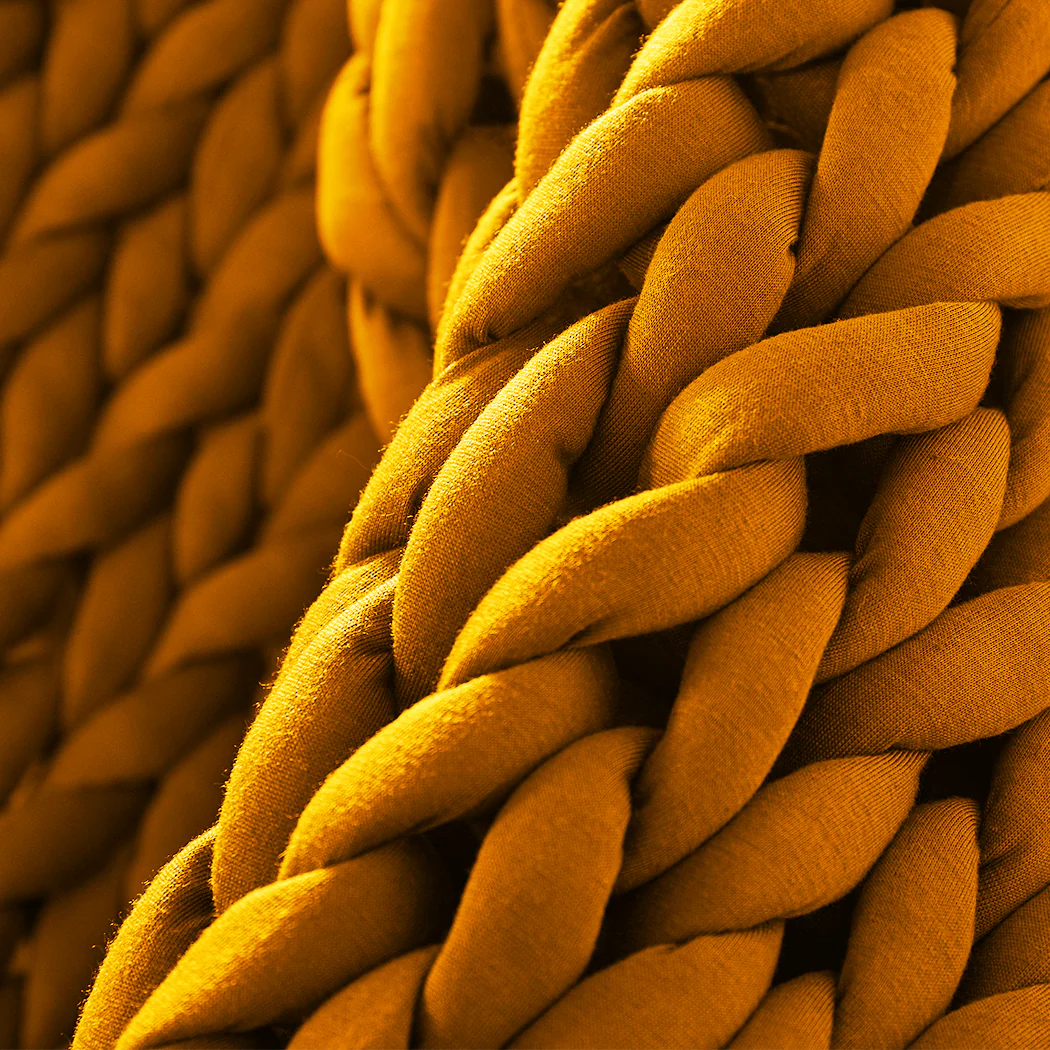 Whimsy Weighted Soft Blanket Knitted Chunky Bulky Knit 3KG - Yellow - Nurns