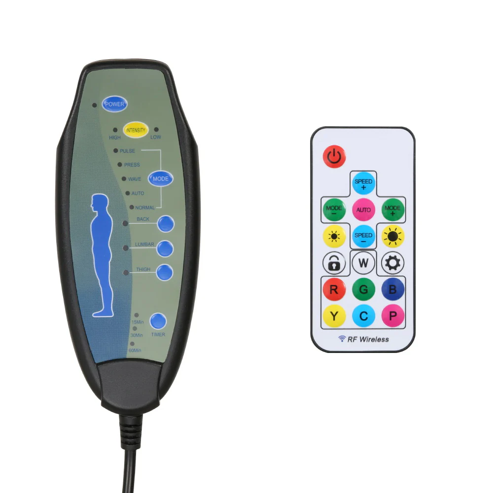 Artiss 6 Point Massage Gaming Office Chair 7 LED Footrest Black - Nurns