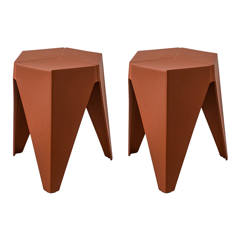 Set of 2 Bar Stools Puzzle Plastic Foot Stool - Red - Nurns