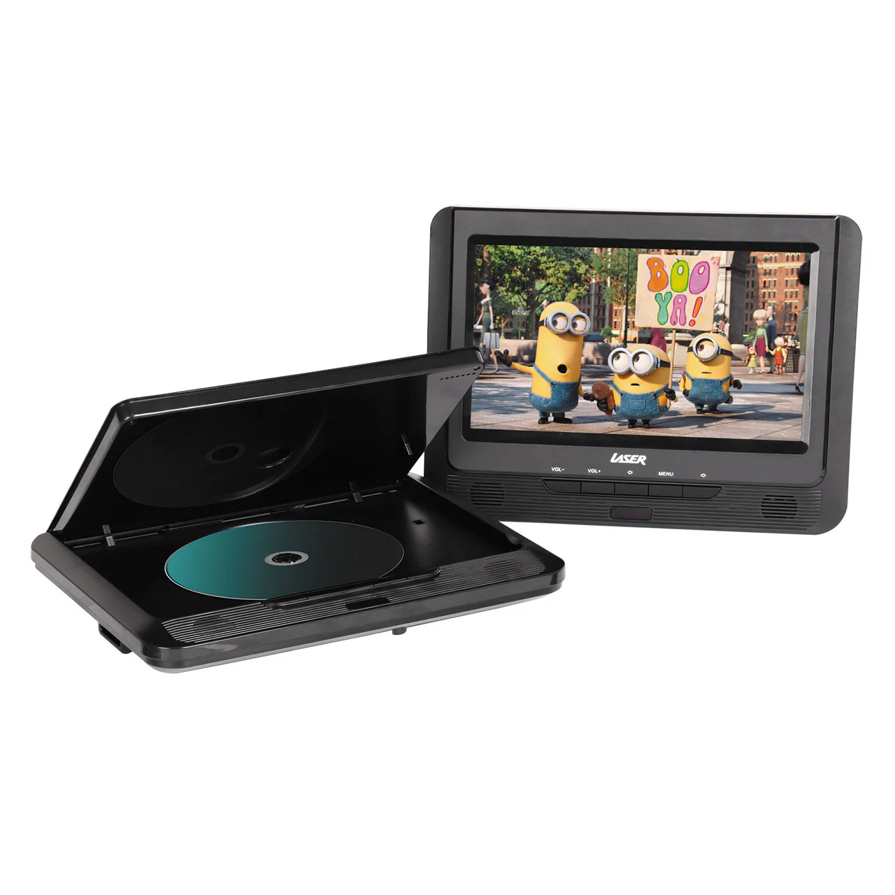 Laser 9 Inch Dual Screen DVD Player - Black - Nurns