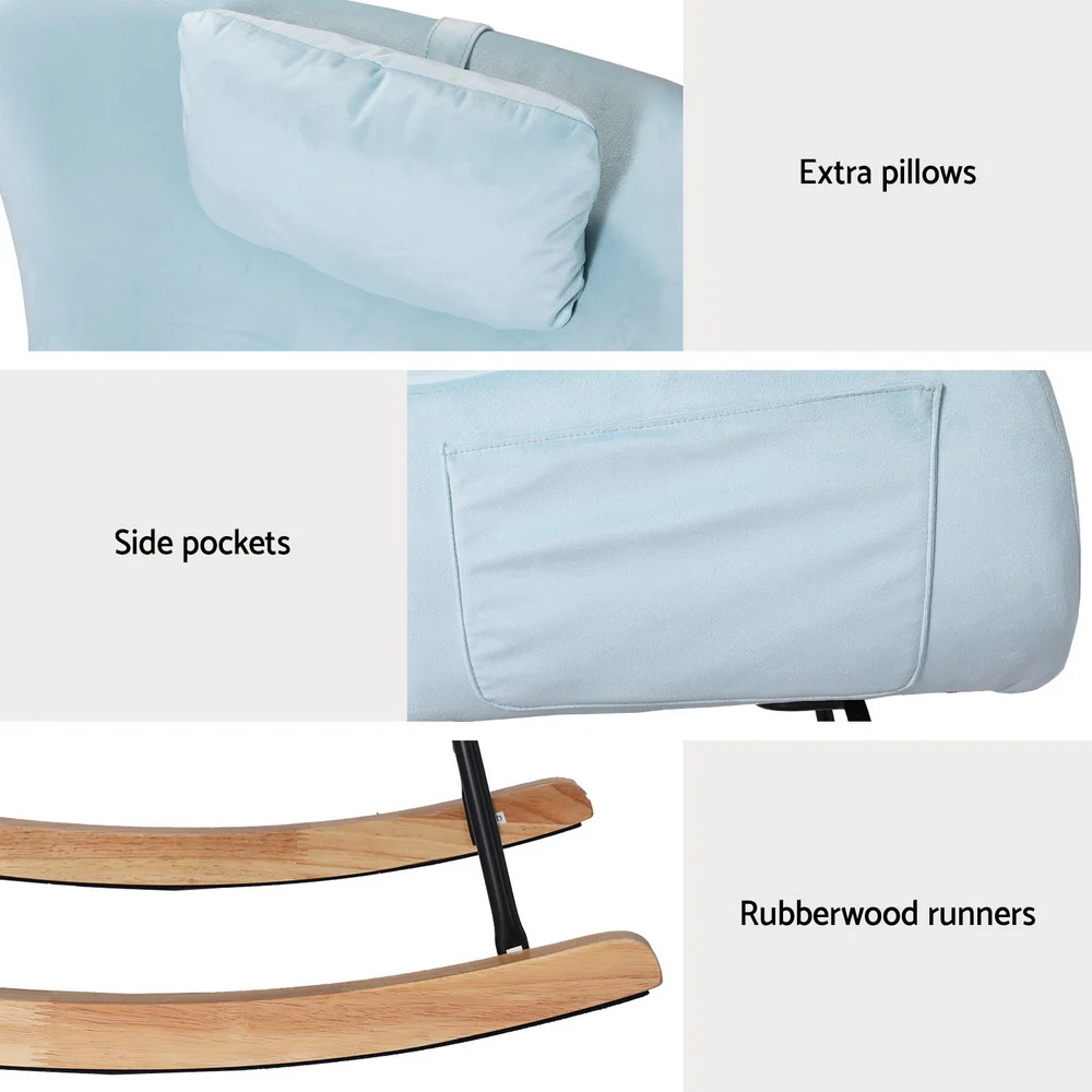 Martina Rocking Chair Armchair Pillow Velvet - Blue - Nurns