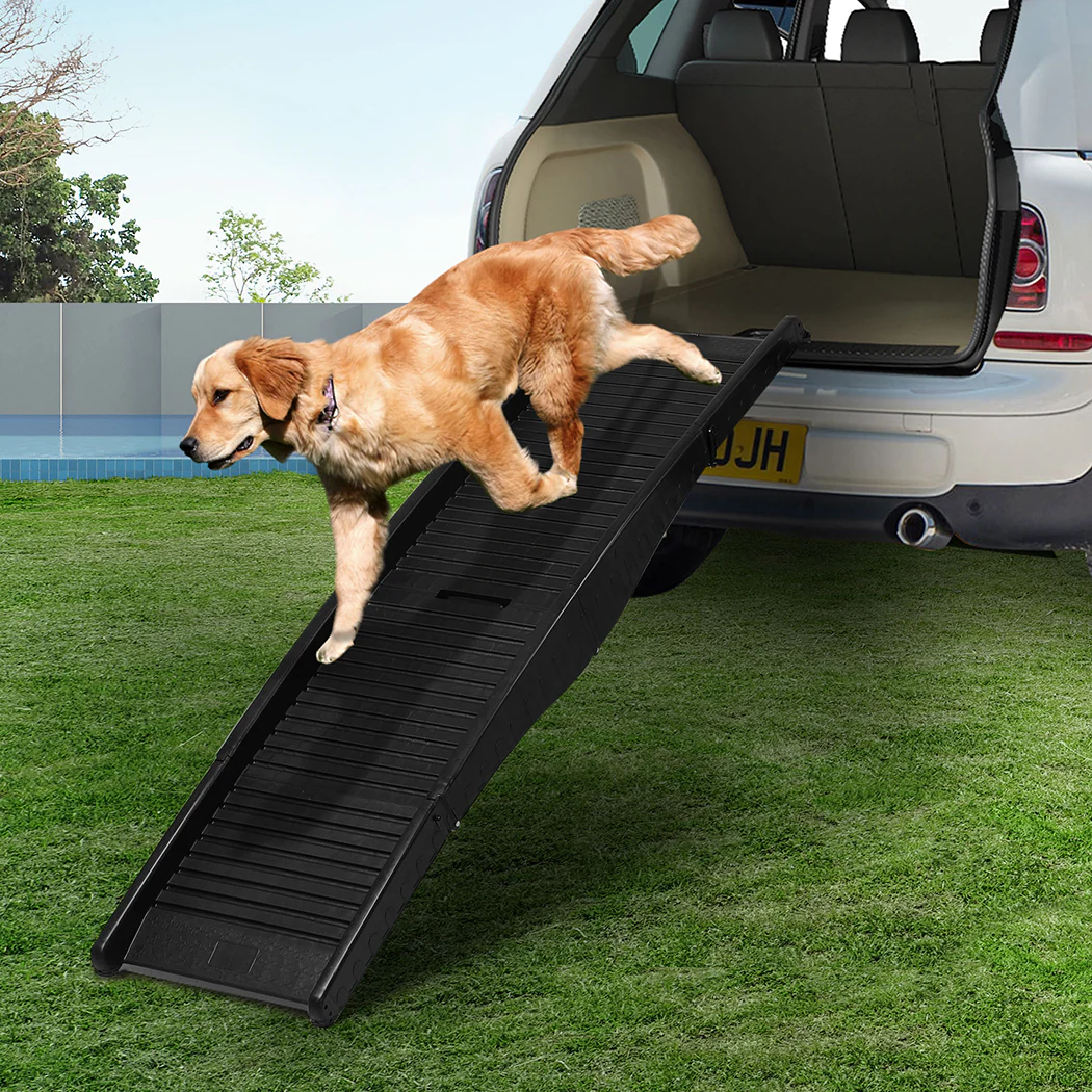 Dog Ramp Pet Car Suv Travel Stair Step Foldable Portable Lightweight Ladder - Black - Nurns