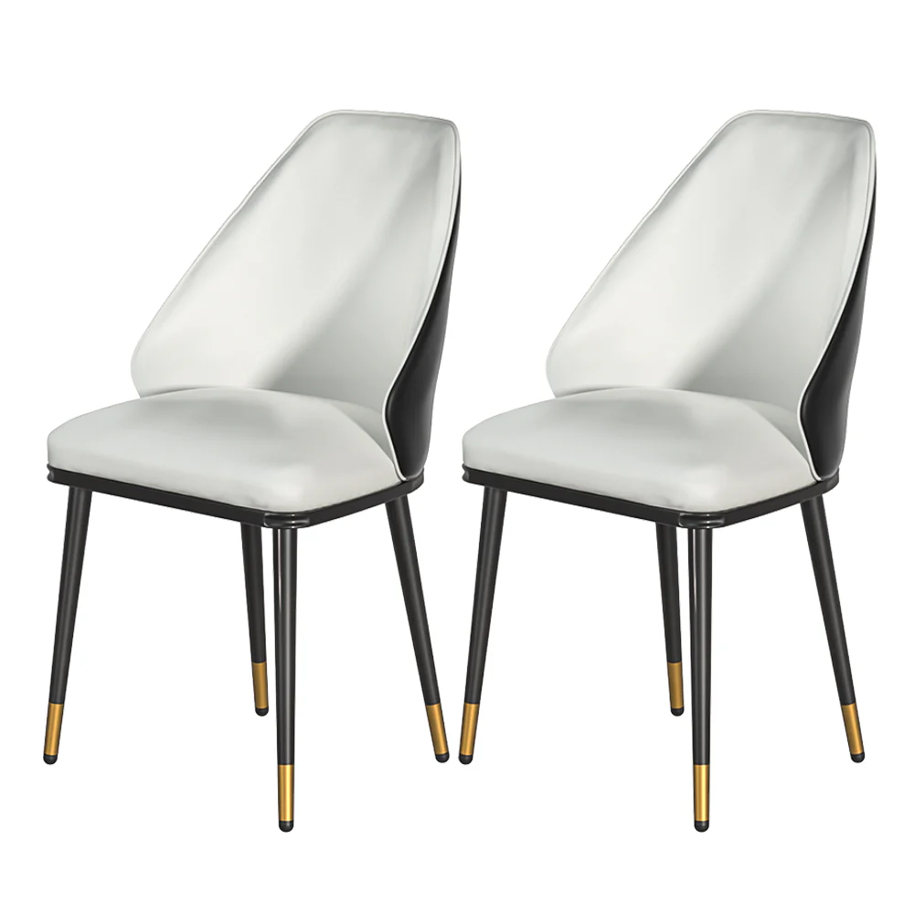 Lottie Set of 2 Dining Chairs Leather Seat - White - Nurns