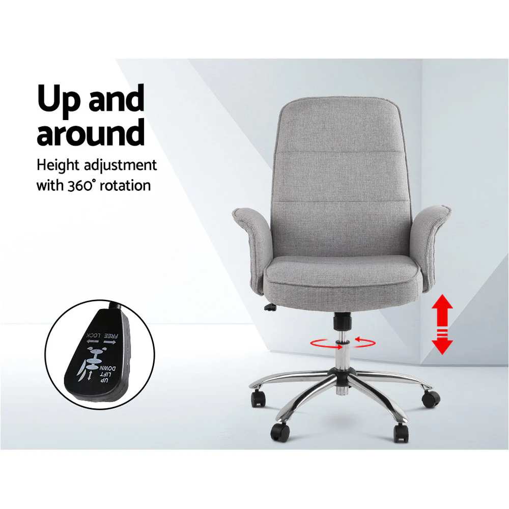 Artiss Fabric Office Chair Computer Chairs Grey - Nurns