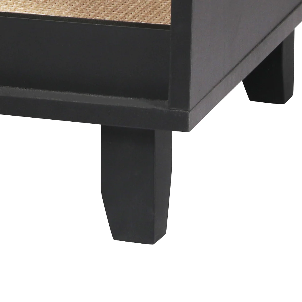 Enclosed Hooded Cat Litter Box Furniture Scratch Board Side Table- Black - Nurns
