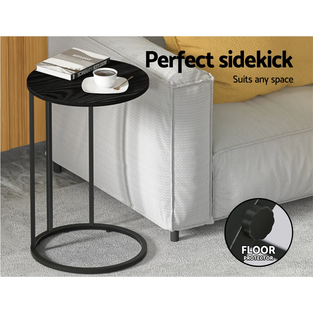 Ixiona Side End Table Round - Black - Nurns