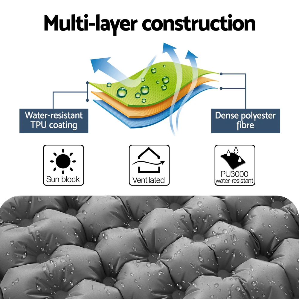 Self-Inflating Mattress Camping Sleeping Mat Air Bed Double Pillow Bag - Nurns