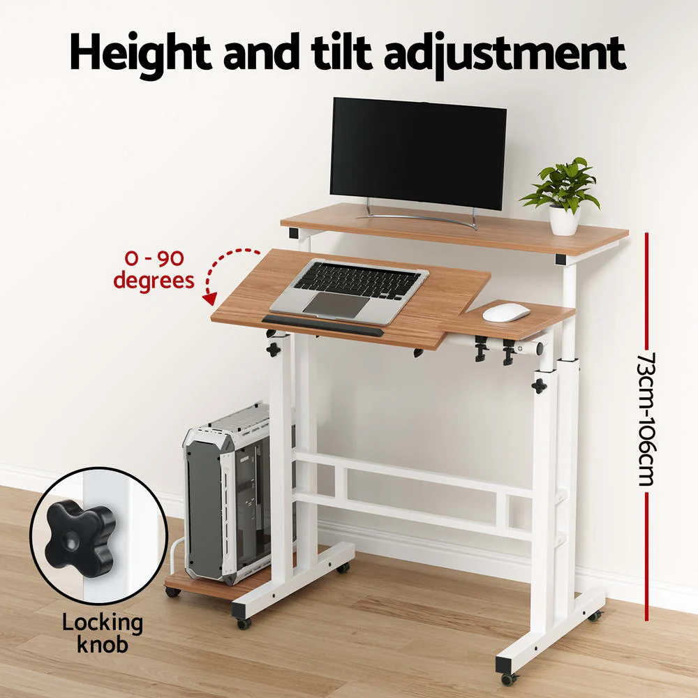 Artiss Laptop Desk Table Adjustable Light Wood 80cm - Nurns